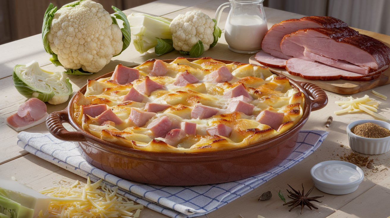 How to make ham and cauliflower casserole: a delicious recipe